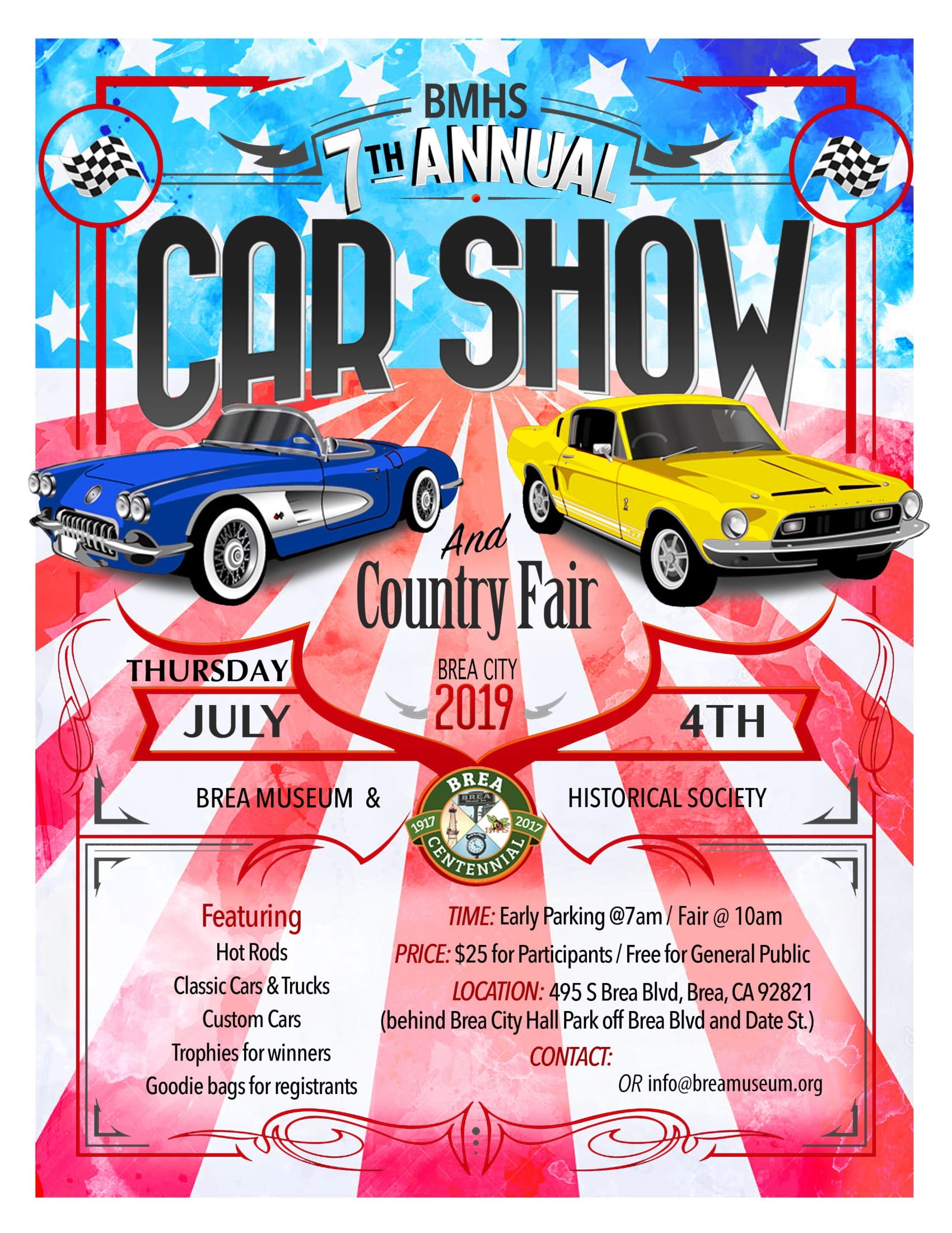 Country Fair Car Show Flyer 2019 front1 Brea Museum & Historical Society